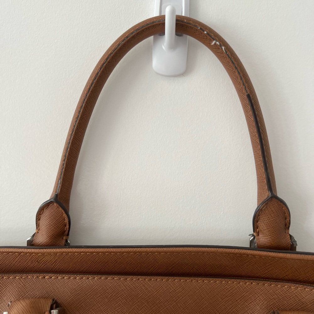 Michael Kors Colgate 2-Way Navy Blue Nylon Tote Bag Leather Trim double Handle - Picture 4 of 11